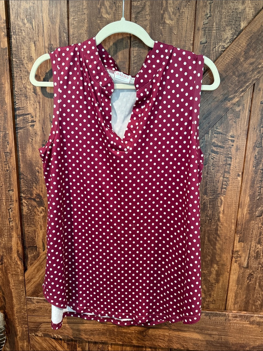 Alife Burgundy Polka Dot Sleeveless V-Neck Camisole